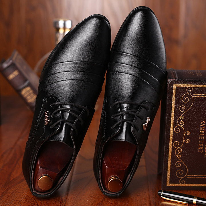Mens Formal Business Leather Shoes Pointed Toe Slip-on Style