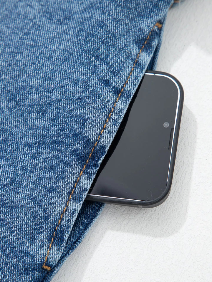 Buttoned Front Slit Denim Vest