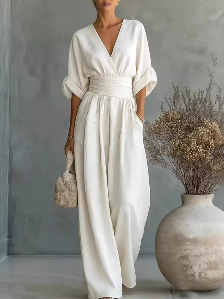 Full Size Half Sleeve Wide Leg Jumpsuit Plus Size
