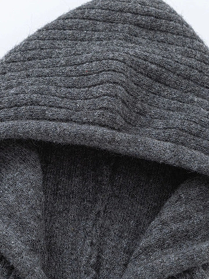 Men's Drawstring Ribbed Hooded Sweater