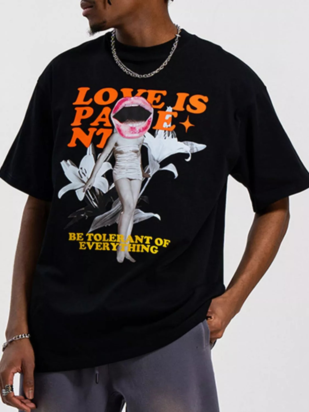 Men's Oversized Round Neck Graphic Short Sleeve T-Shirt