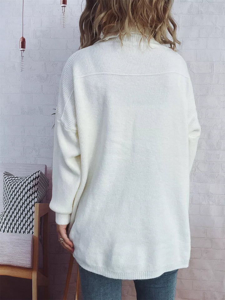 Slit Turtleneck Long Sleeve Sweater