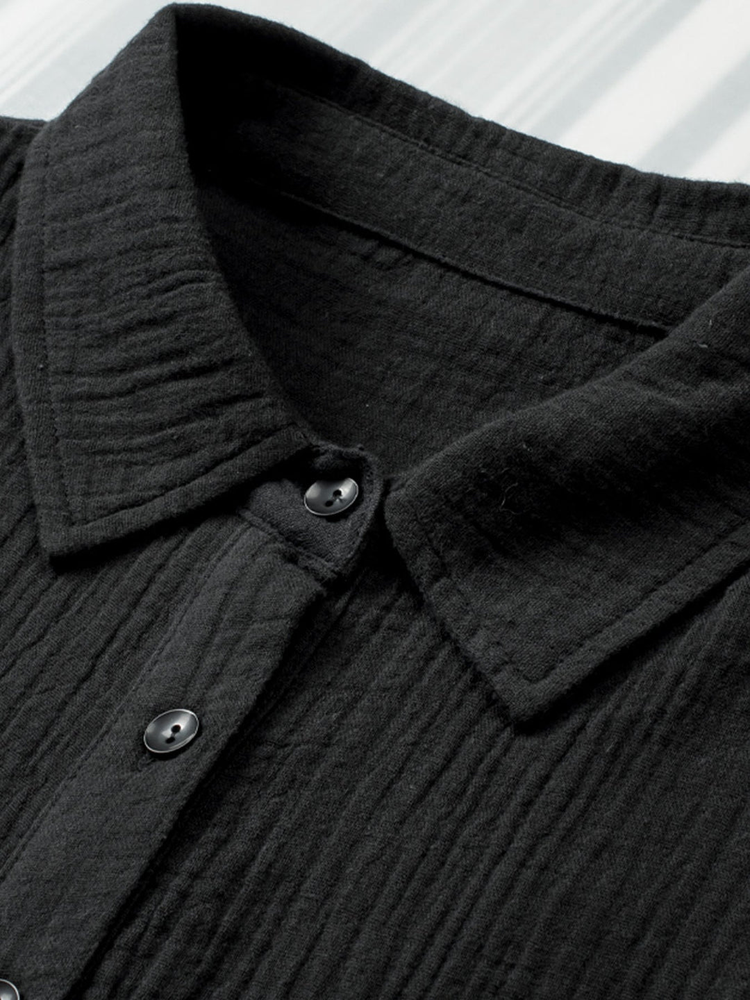 Crinkle Cotton Loose Short Sleeve Shirt