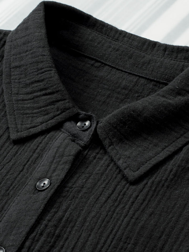 Crinkle Cotton Loose Short Sleeve Shirt