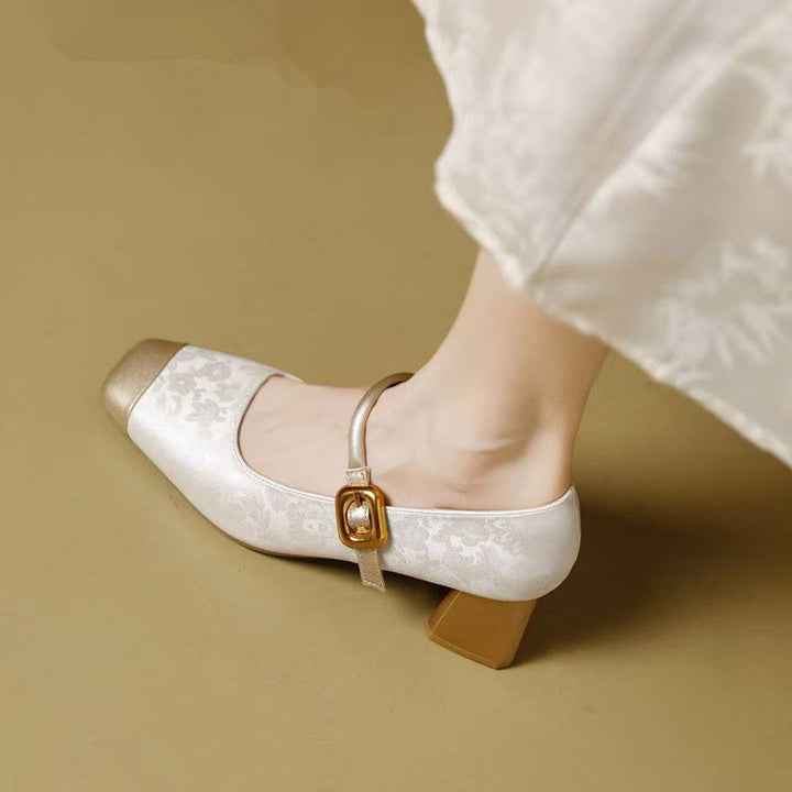 Chanel-inspired Vintage Versatile Chunky-heel Square-toe Low-cut Womens Shoes