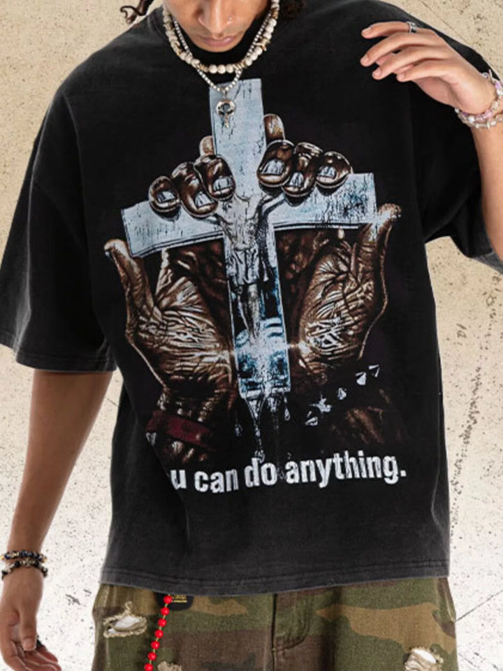 Men's Vintage Wash Cross Graphic T-Shirt