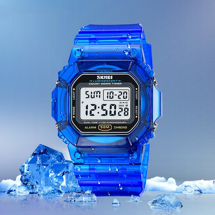 Sports Transparent Strap Multi-function Electronic Watch