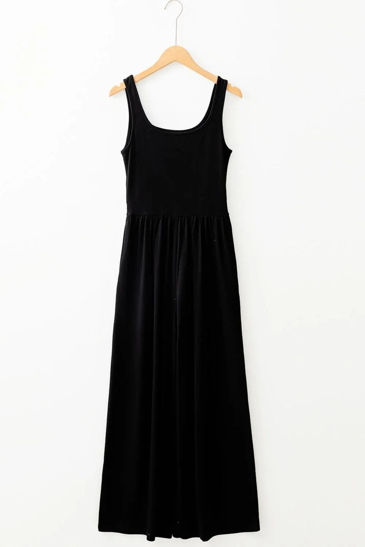 Cutout Scoop Neck Wide Strap Jumpsuit