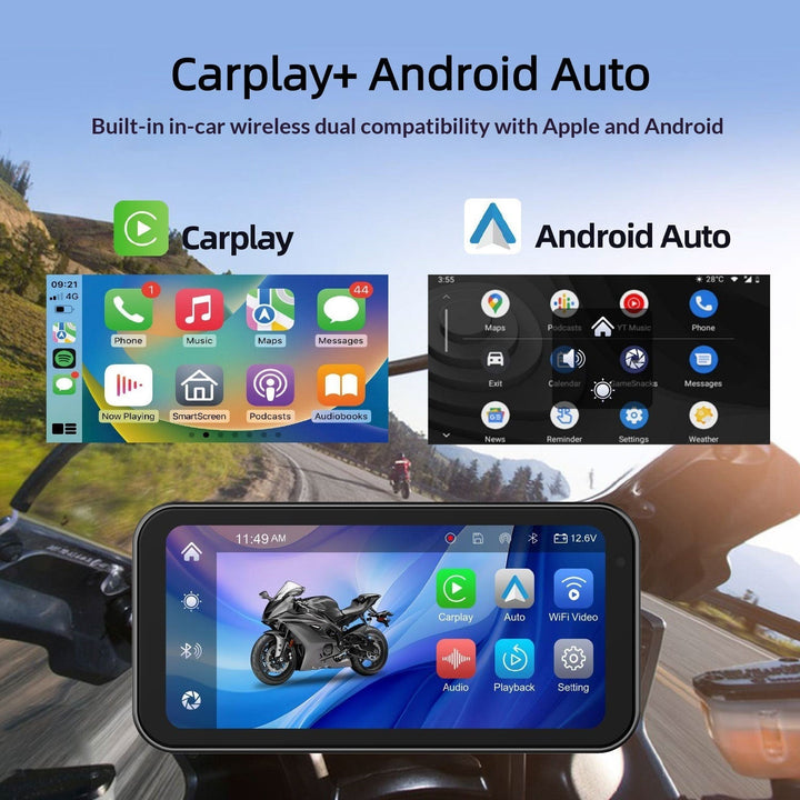 Motorcycle DVR With Wireless CarPlayAndroid Auto