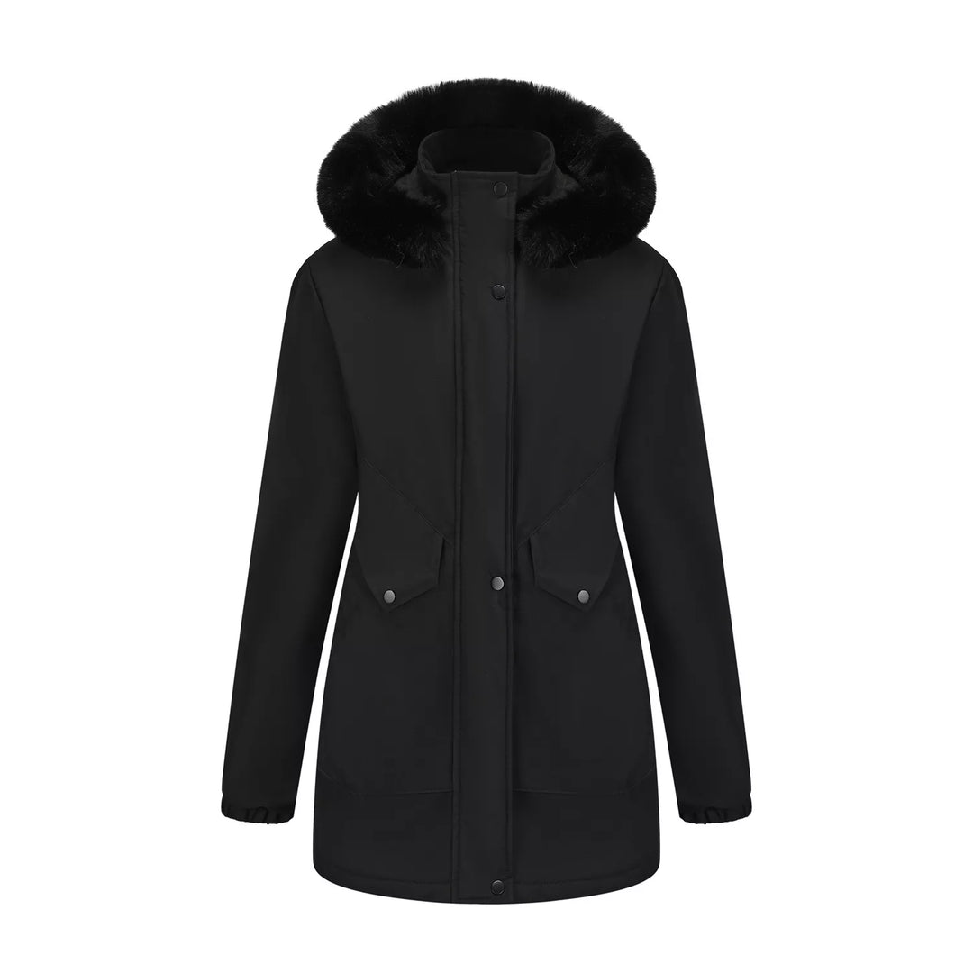 Full Size Fur Hooded Warm Winter Parka Outerwear Plus Size
