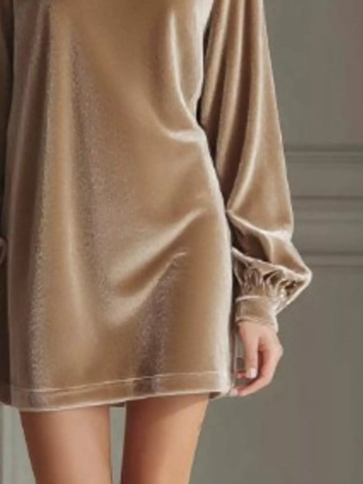 Full Size Velvet Long Sleeve Mini Dress Plus Size