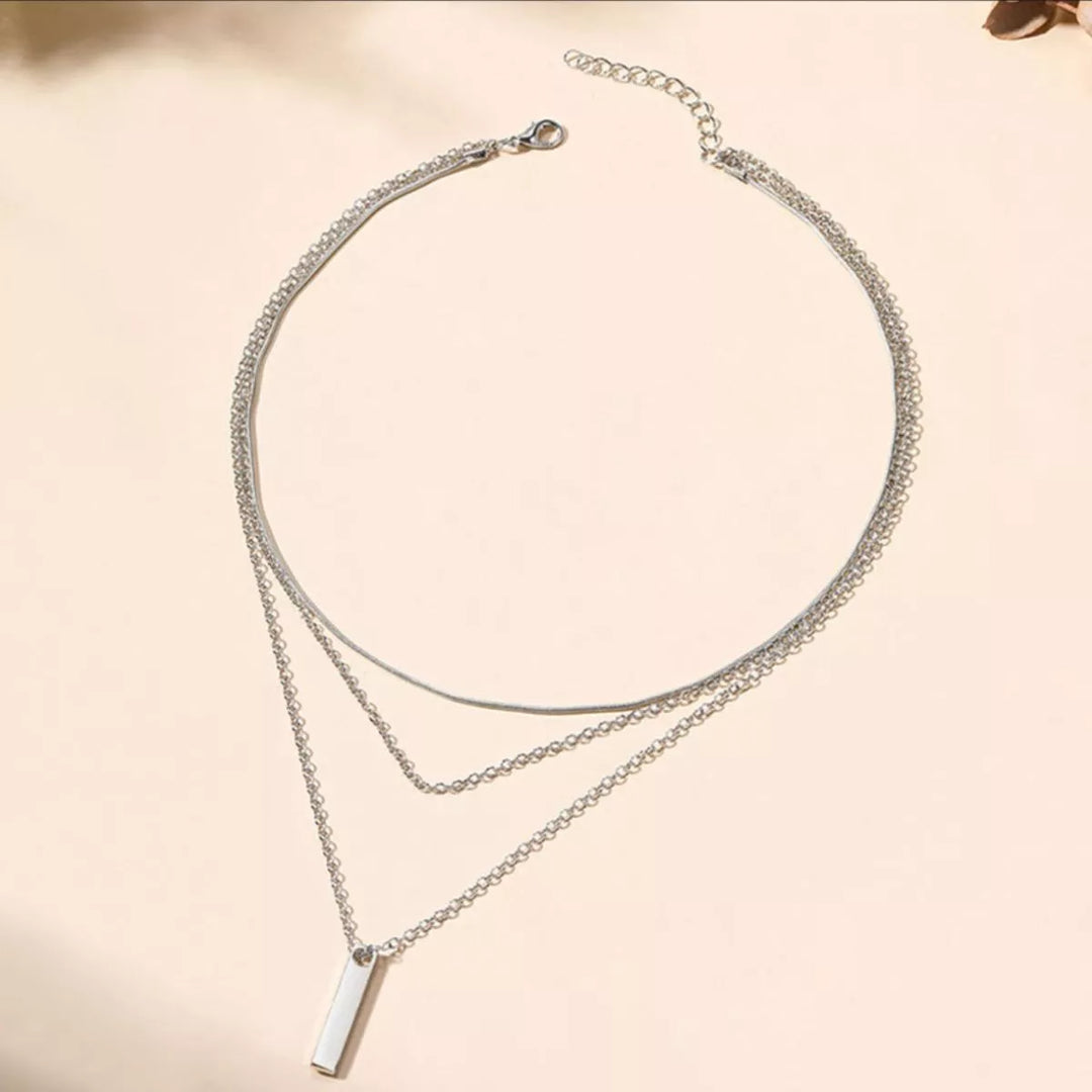 Three Layered Bar Pendant Necklace