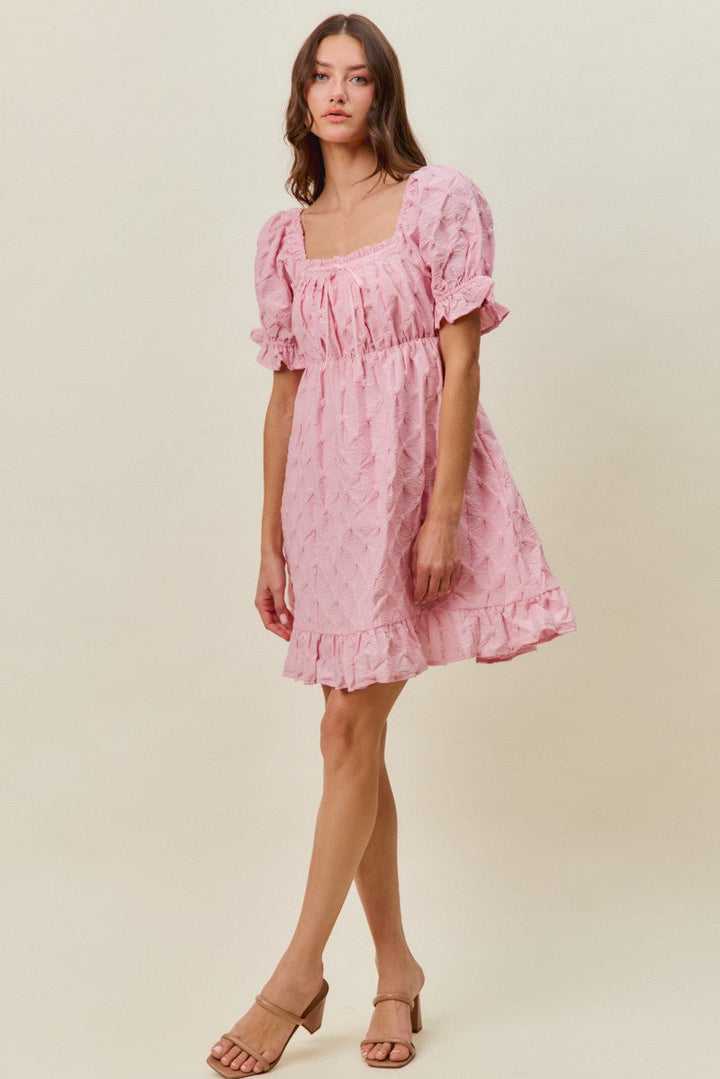 SO ME Texture Woven Ruching On Bust Mini Dress