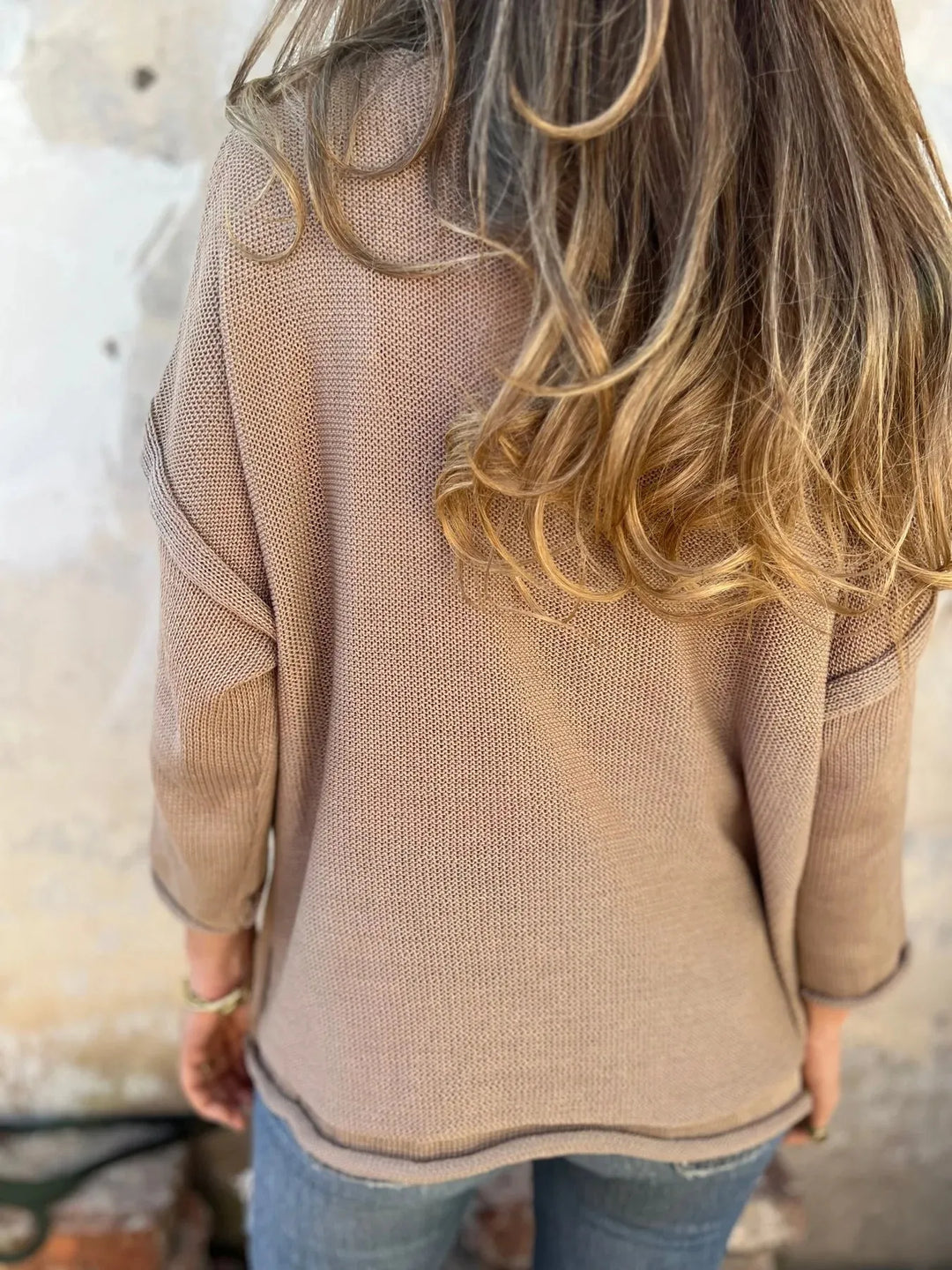 Full Size Casual V-Neck Knit Sweater Plus Size