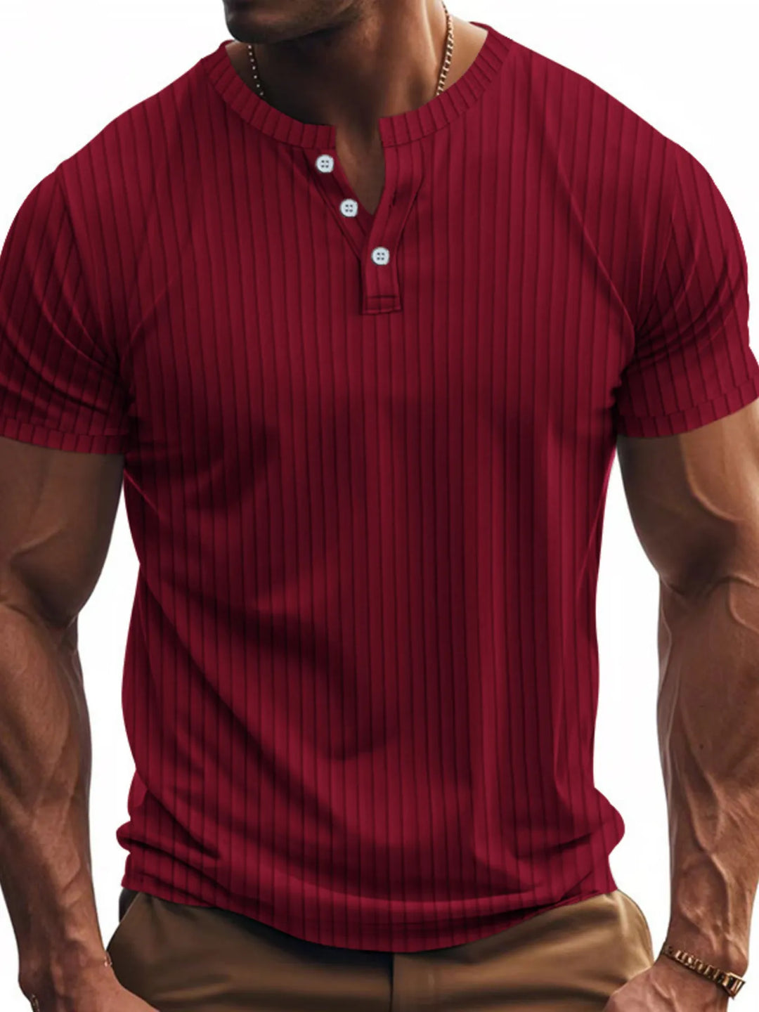 Men's Full Size Button Detail Short Sleeve T-Shirt Plus Size