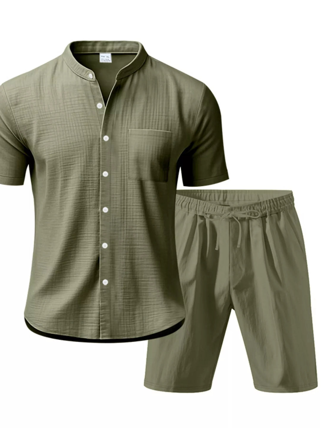 Men's Full Size Casual Short Sleeve Shirt and Shorts Set Plus Size