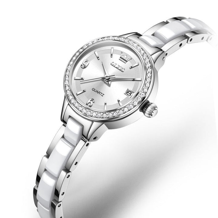 Oulishi Womens Watch With A Ceramic Strap A Versatile Quartz Timepiece