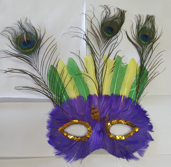 Multi Color Feather Eye Mask with Sequins