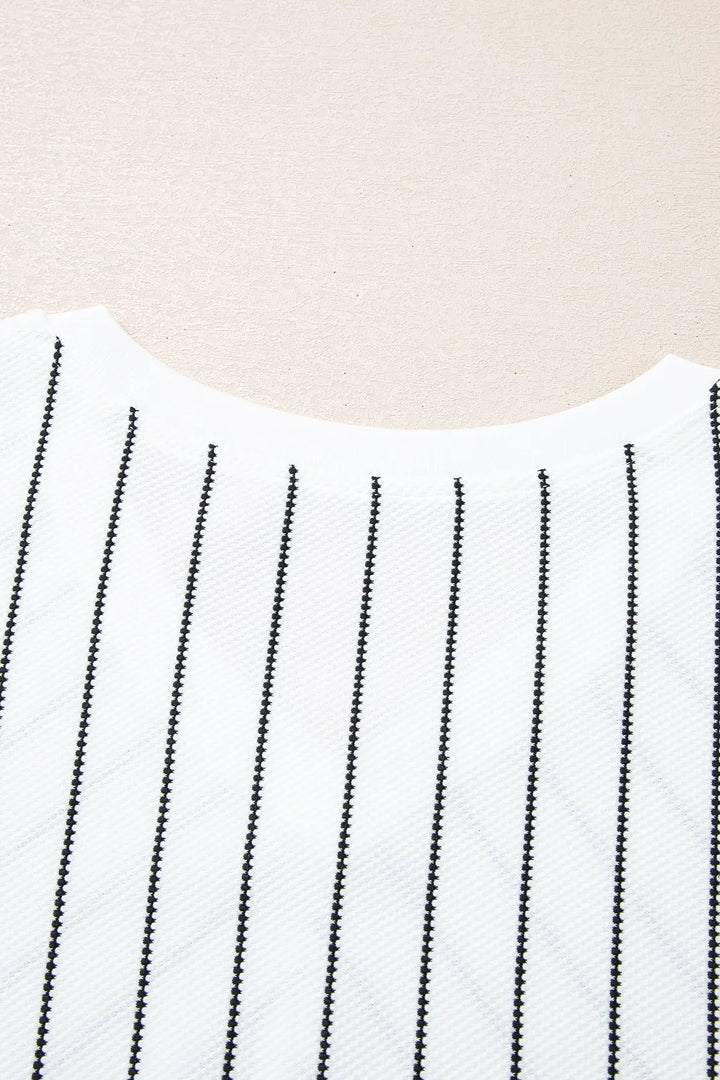 Striped V-Neck Long Sleeve Blouse