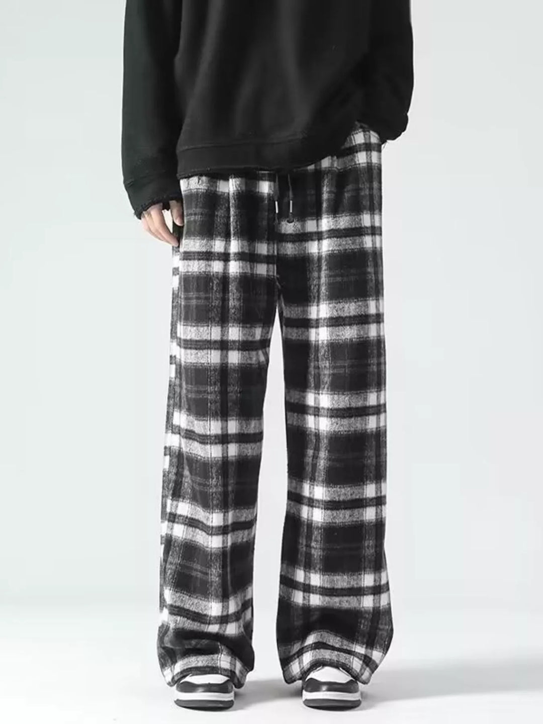 Men's Plus Size Vintage Plaid Wide Leg Pants