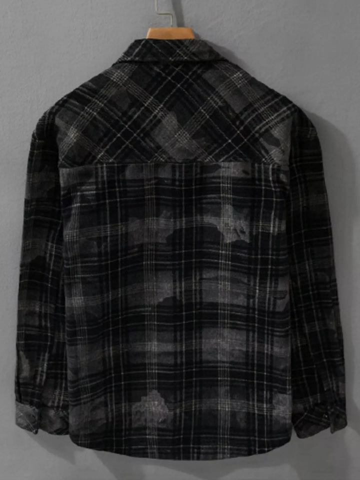 Men's Plus Size Plaid Button Up Long Sleeve Shirt