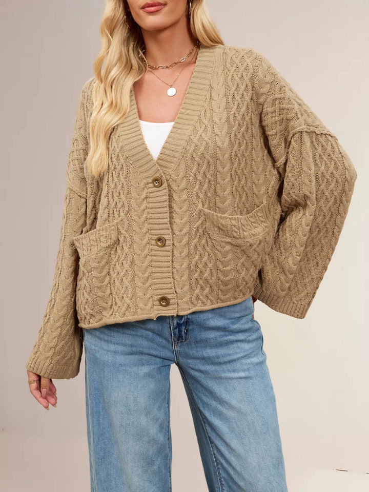 Cable Knit Button-Down Cardigan