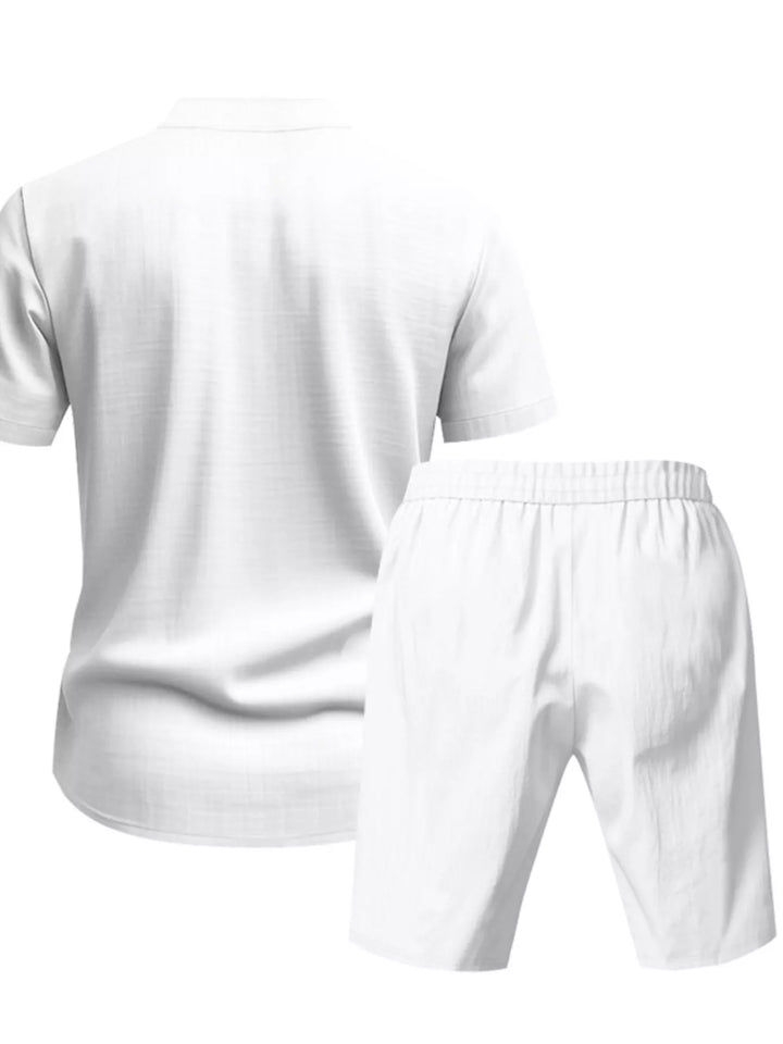 Men's Full Size Casual Short Sleeve Shirt and Shorts Set Plus Size