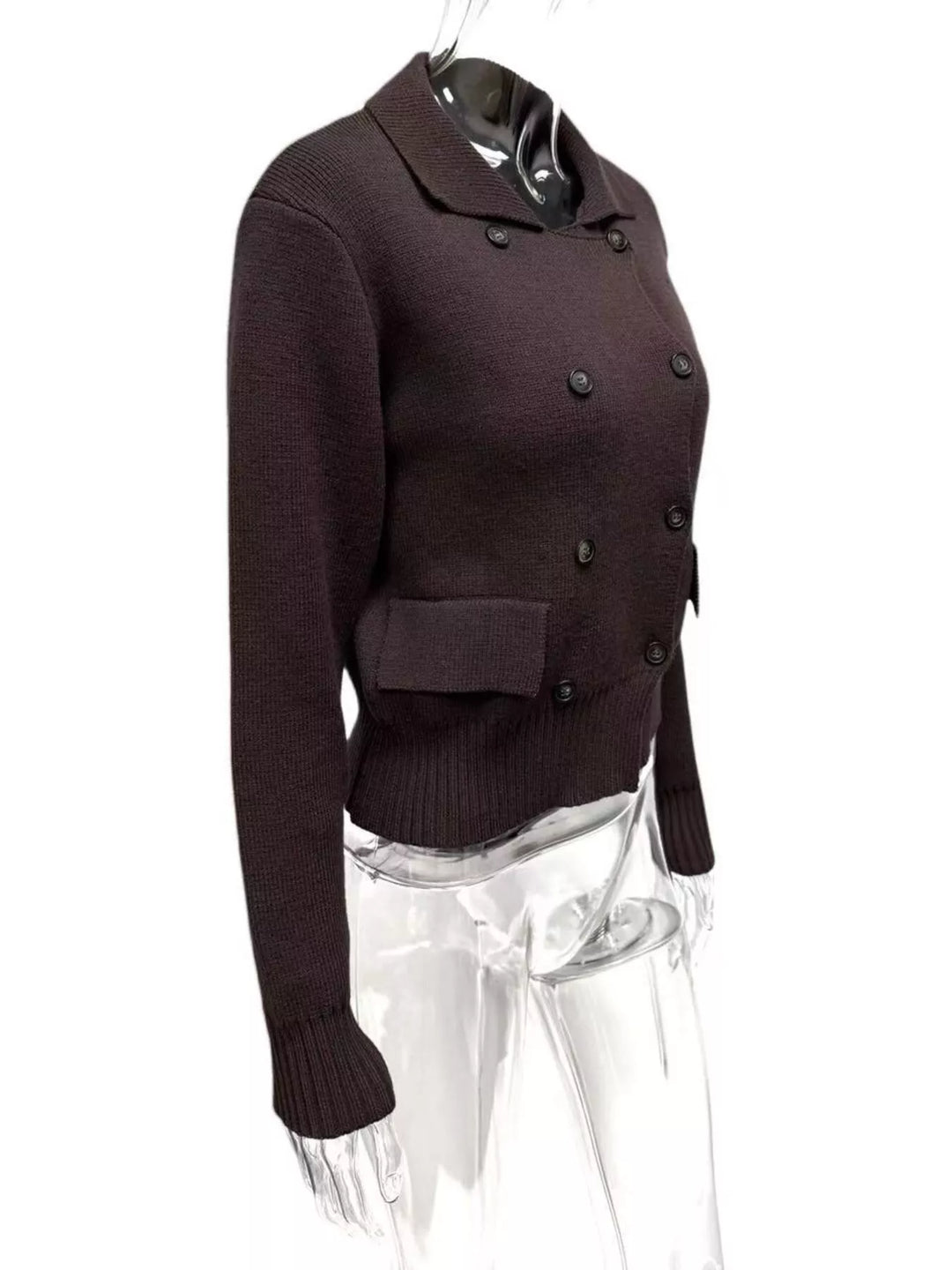 Double-Breasted Knit Cardigan