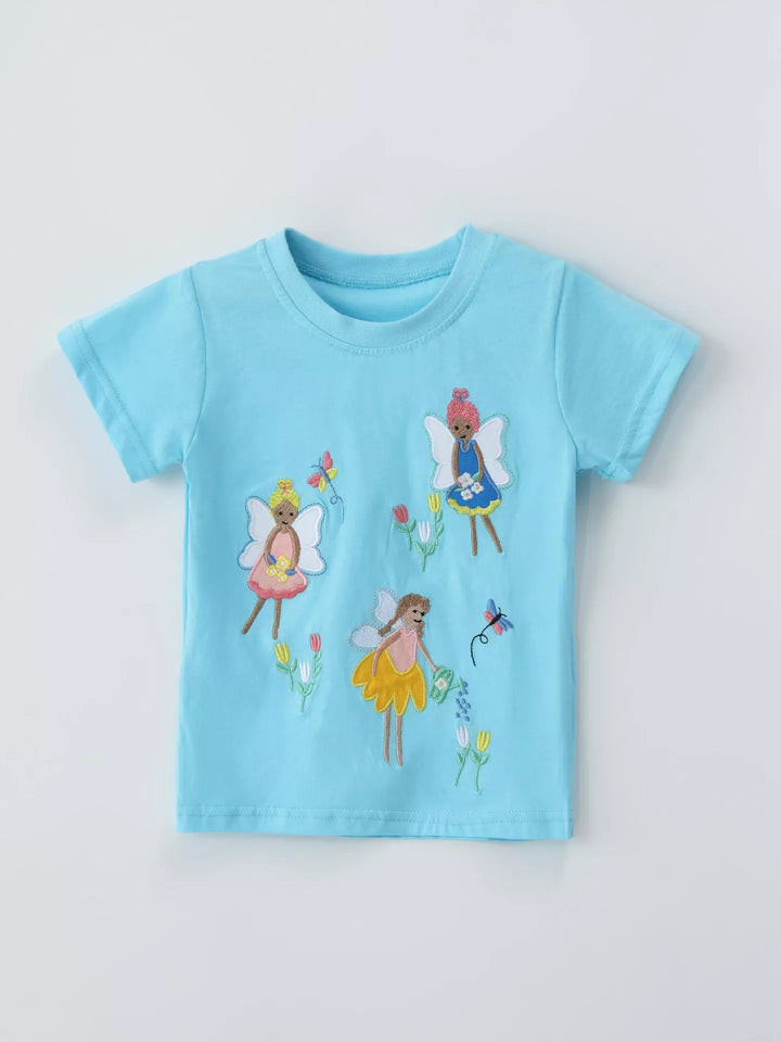 Children's Embroidered Round Neck T-Shirt