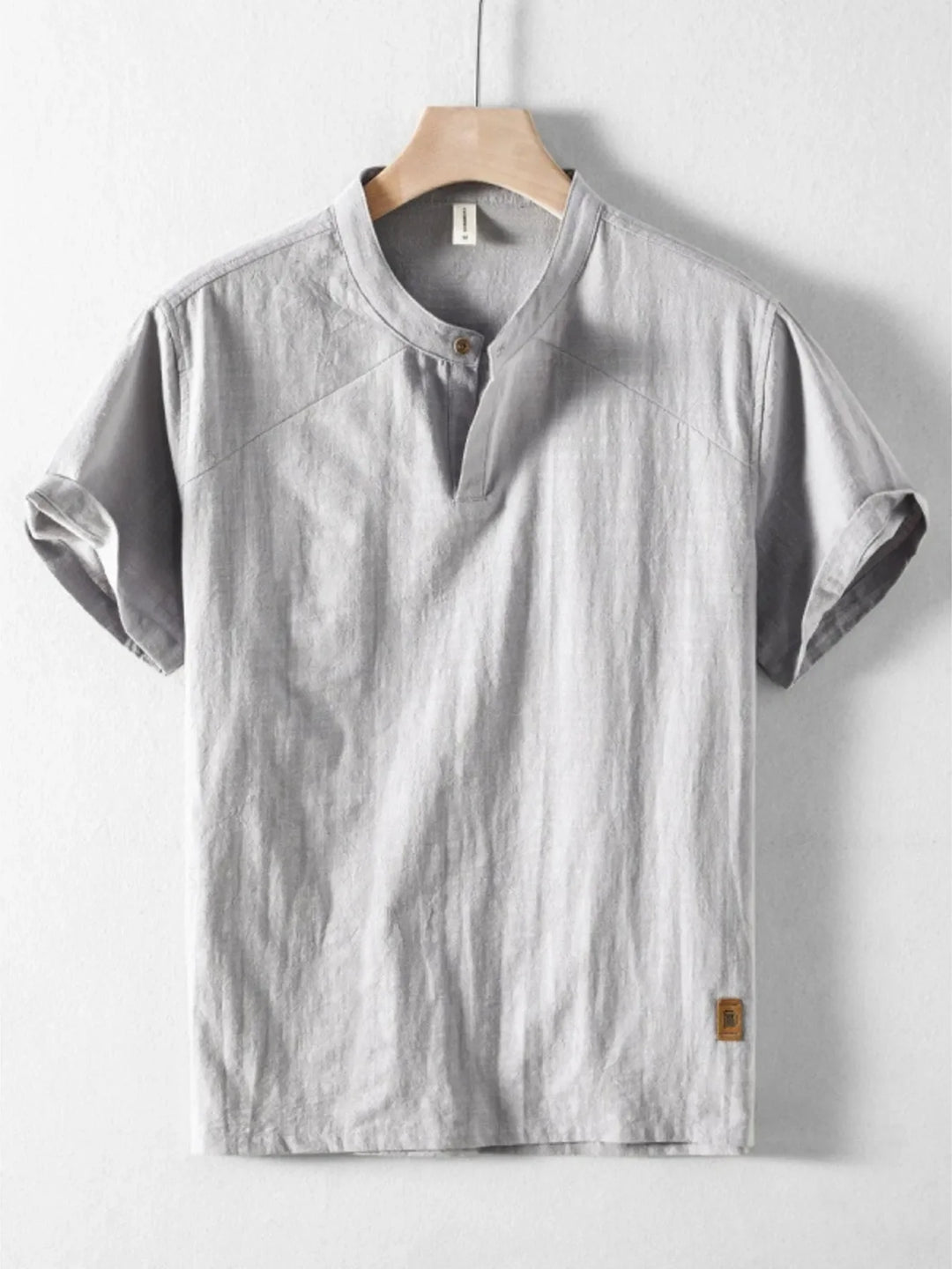 Men's Plus Size Short Sleeve Button Detail Blouse