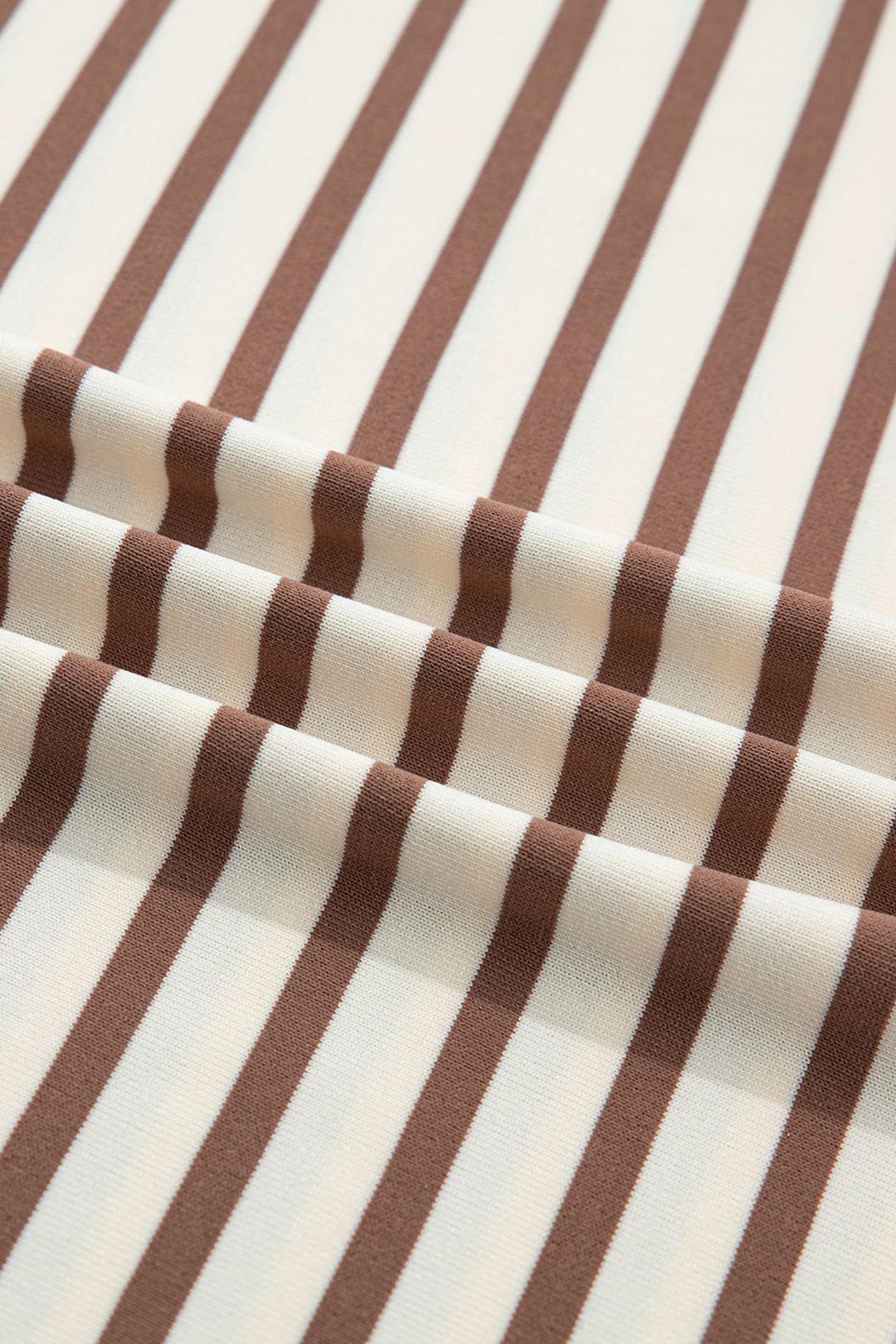 Khaki Stripe Half Buttons Round Neck T Shirt