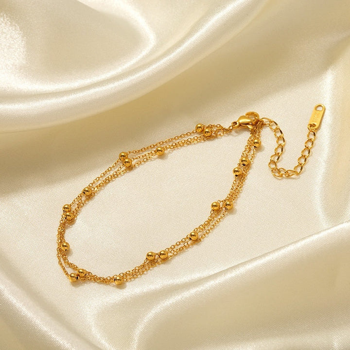 Fashionable And Minimalist Multi-layer Metal Bead Anklet