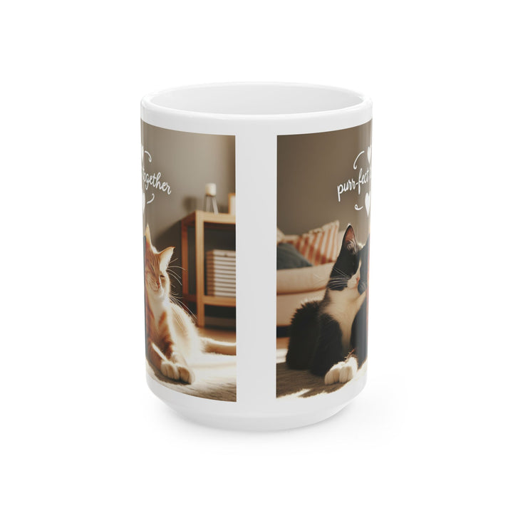 Purrfect Together 11 oz Ceramic Mug  Cute Valentines Day Gift for Cat Lovers