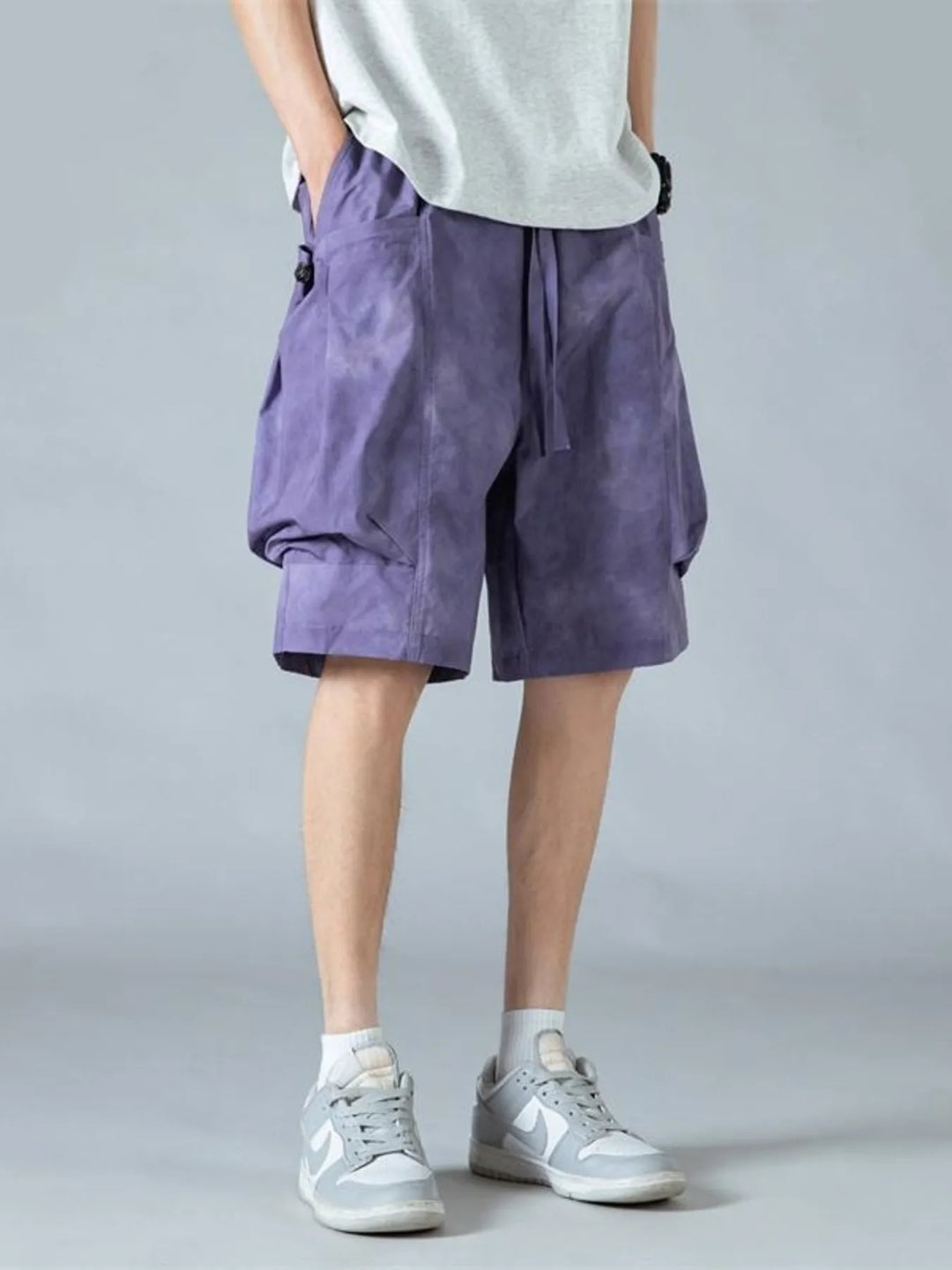 Men's Full Size Elastic Waist Cargo Shorts with Multi-Pockets Plus Size