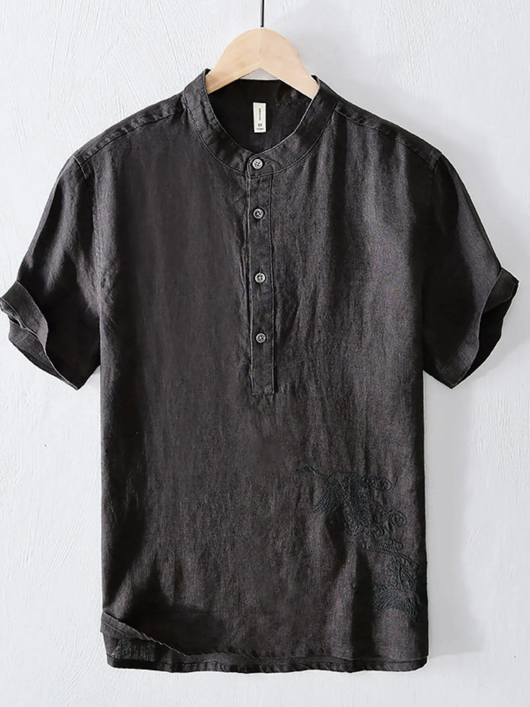 Men's Plus Size Button Detail Short Sleeve Blouse