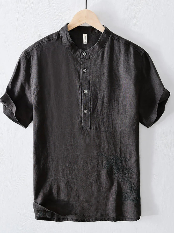 Men's Plus Size Button Detail Short Sleeve Blouse