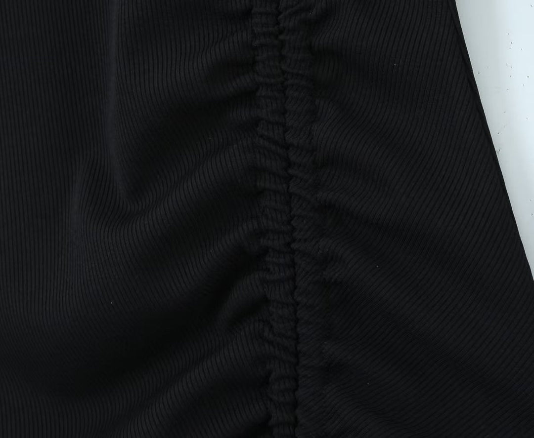 Women Clothing Spring Sexy Hollow Out Drawstring Lace Knitted Dress Hip Dress