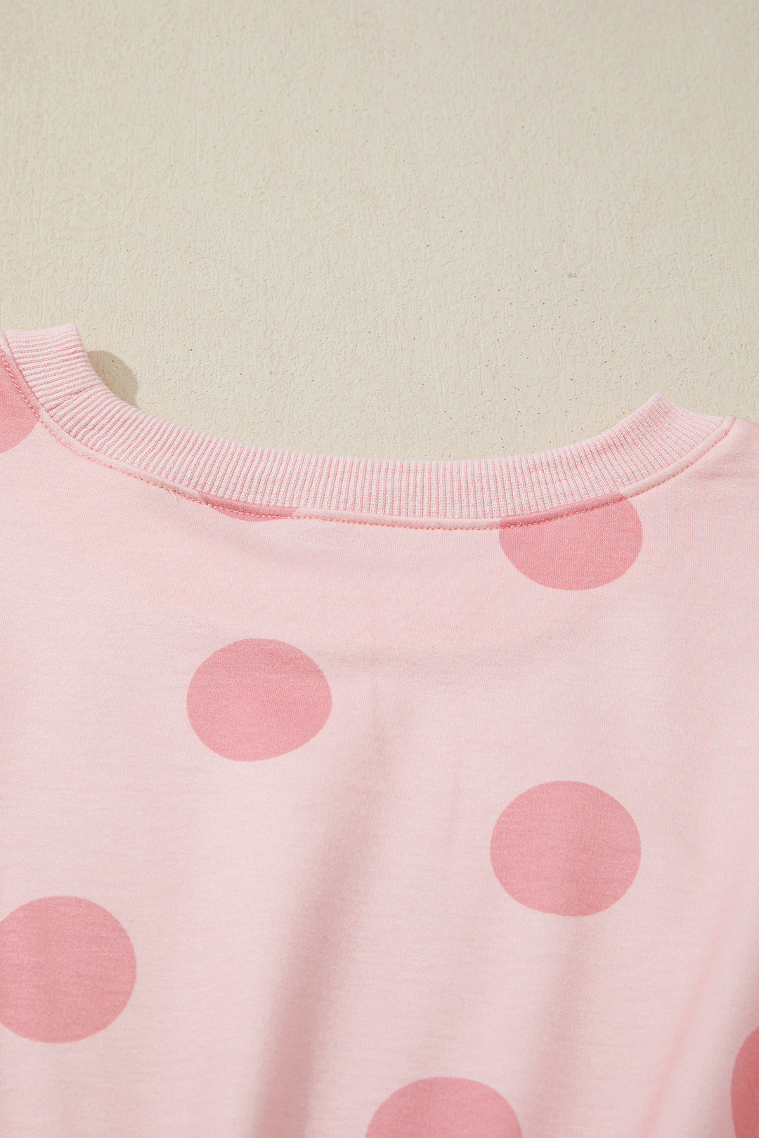 Pink Polka Dot Printed Long Sleeve Flared Mini Dress