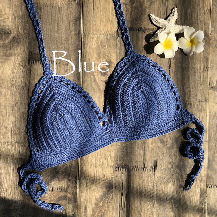 Hand Crocheting Knitting Bikini Wrapped Chest Lady Sexy All-Match Spring Split Swimsuit
