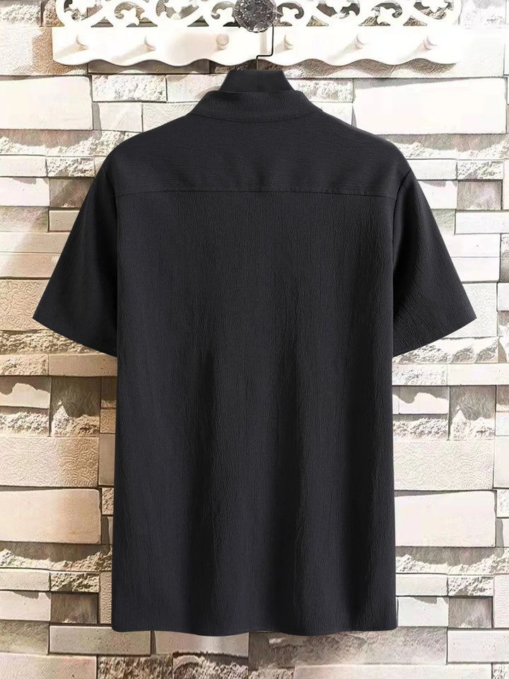 Men's Plus Size Button Detail Short Sleeve Blouse