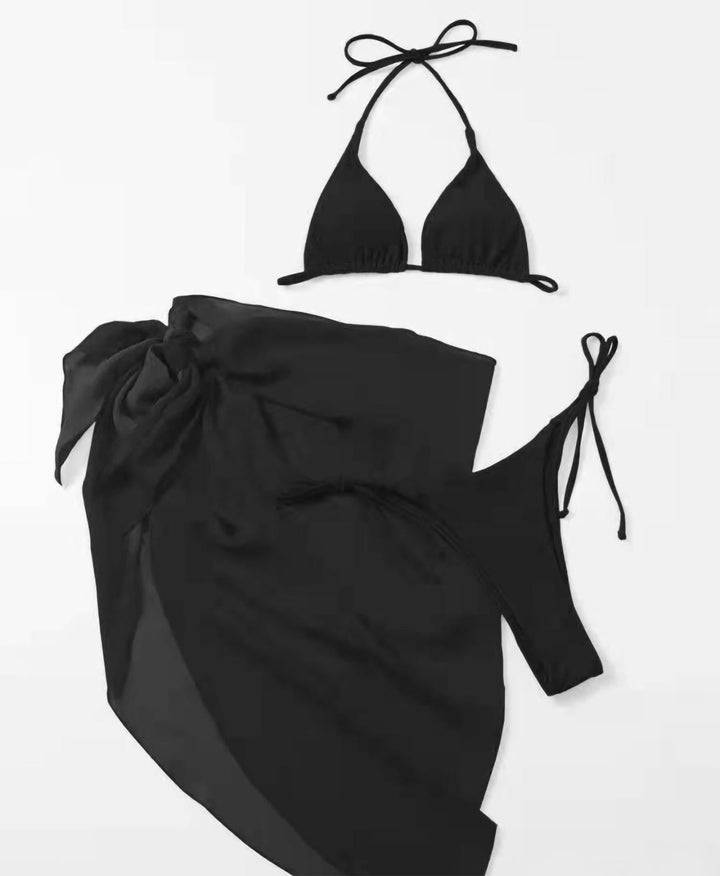 Bikini Sexy Solid Color Swimwear Split Spring Bikini Three Piece Swimsuit