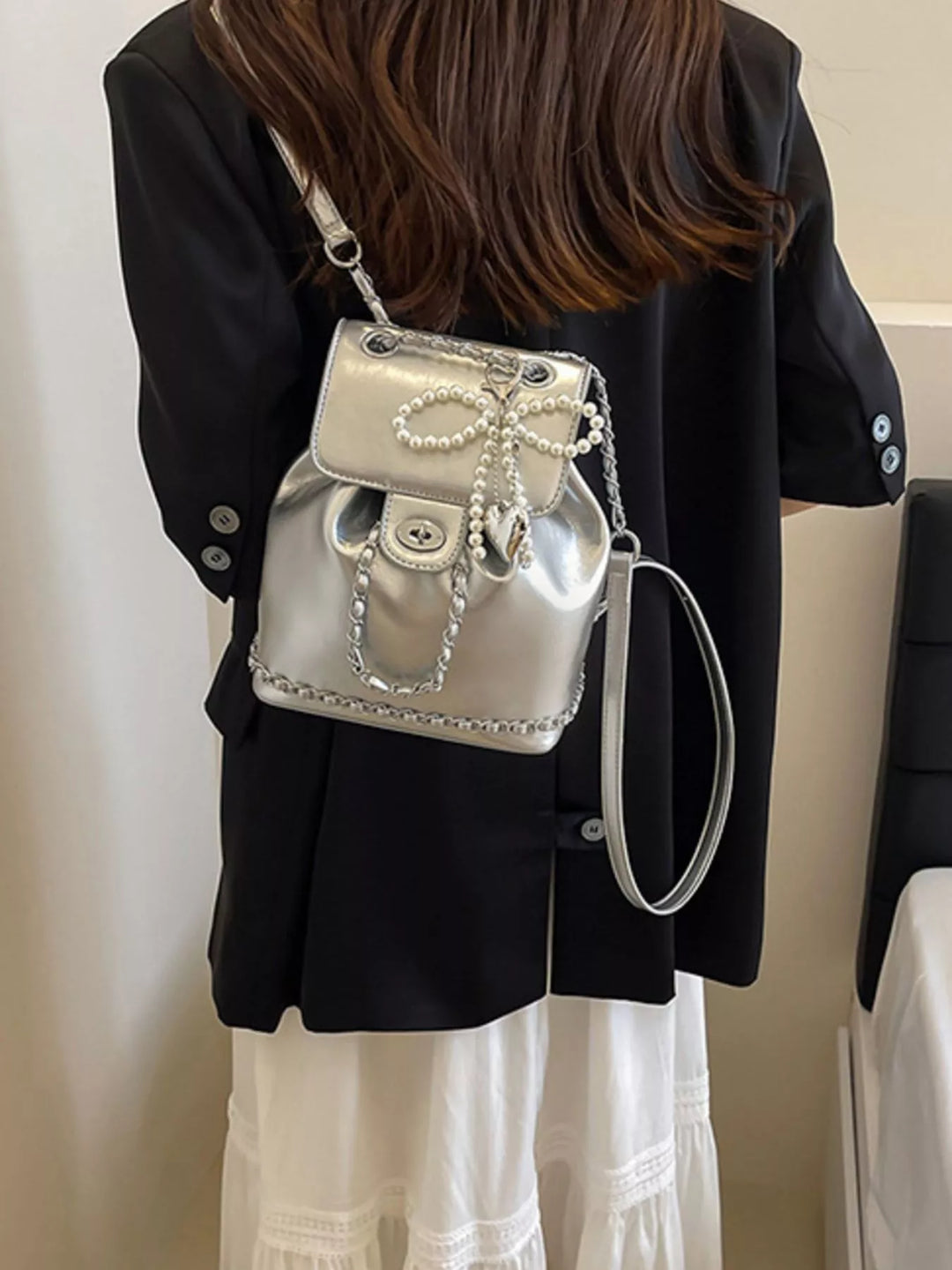 Pearl Decor Backpack Bag