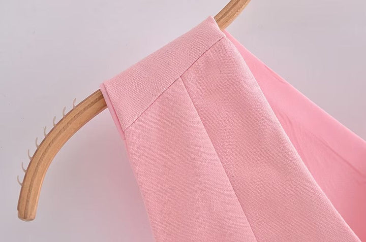 Women Clothing French All Match Decorated Row Button Vest Top Wide Leg Pants Suit Crisscross
