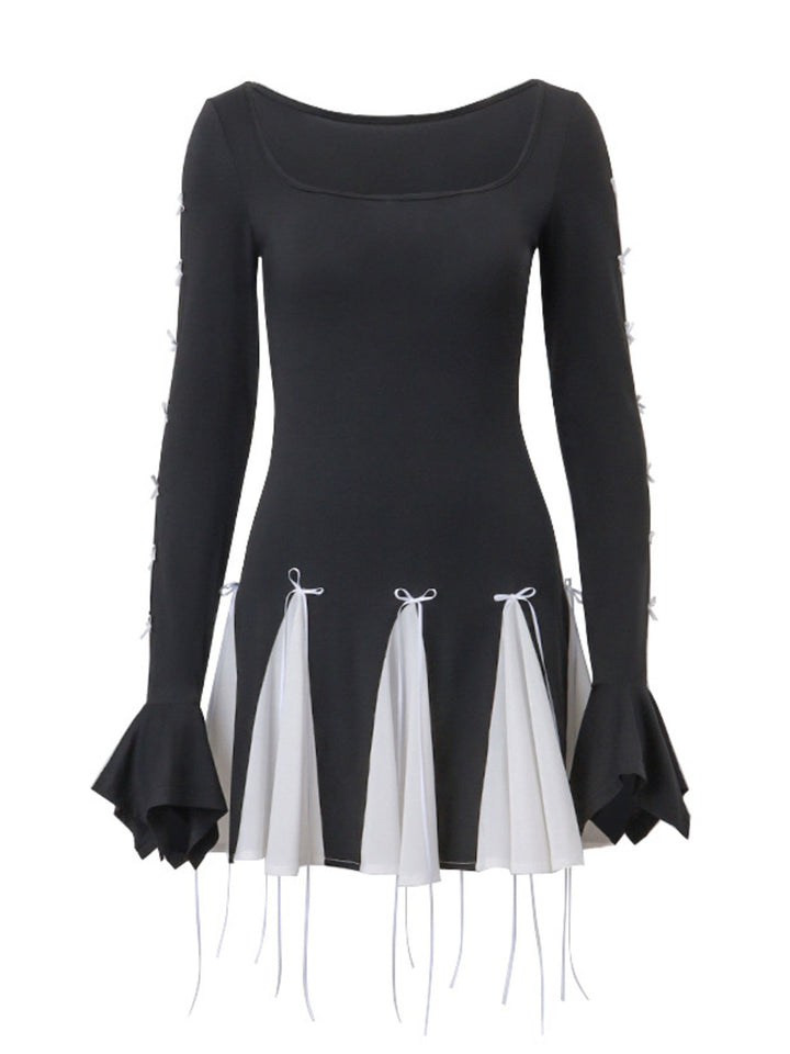 Two Tone Bowknot Decor Mini Dress