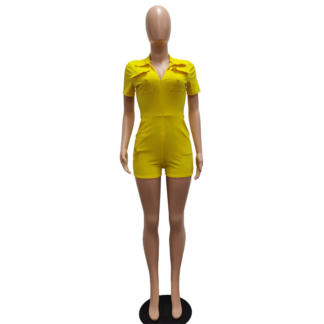 Sexy Solid Color Multi Pocket Jumpsuit