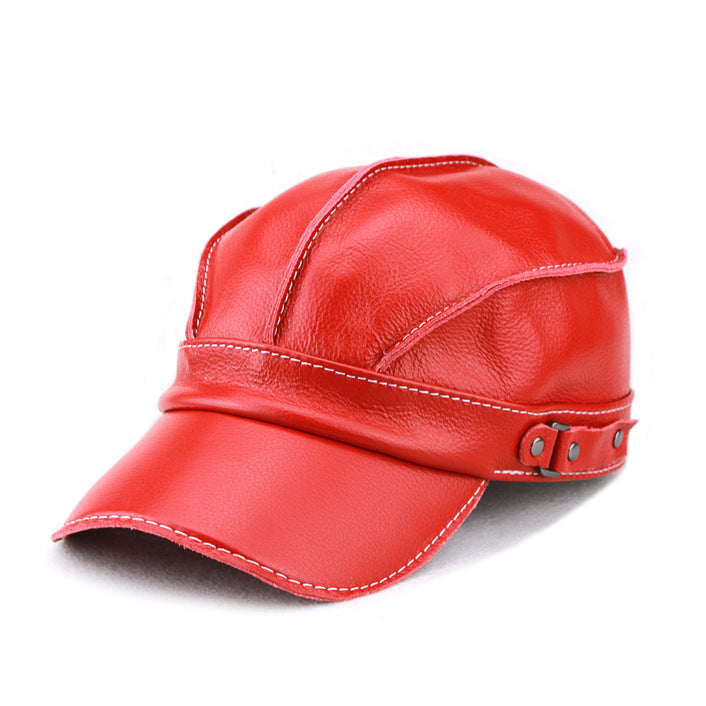 Korean-style Trendy Unisex Top-layer Cowhide For Autumn And Winter Fashionable And Casual Baseball Cap