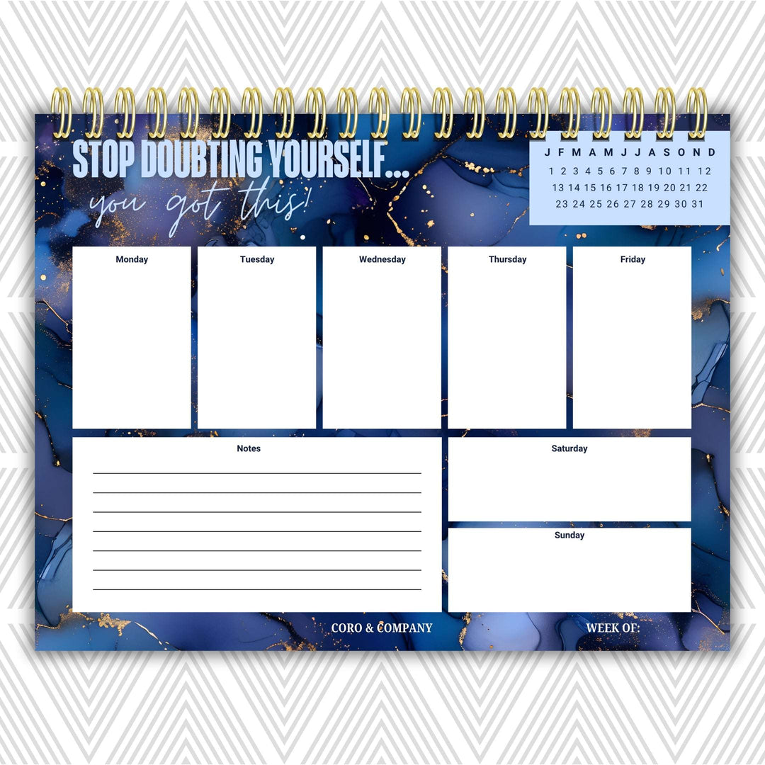 Stop Doubting Yourself Weekly Desk Planner | Undated Self-Love Weekly Planner
