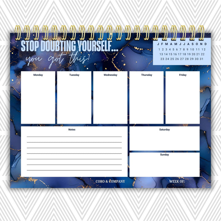 Stop Doubting Yourself Weekly Desk Planner | Undated Self-Love Weekly Planner