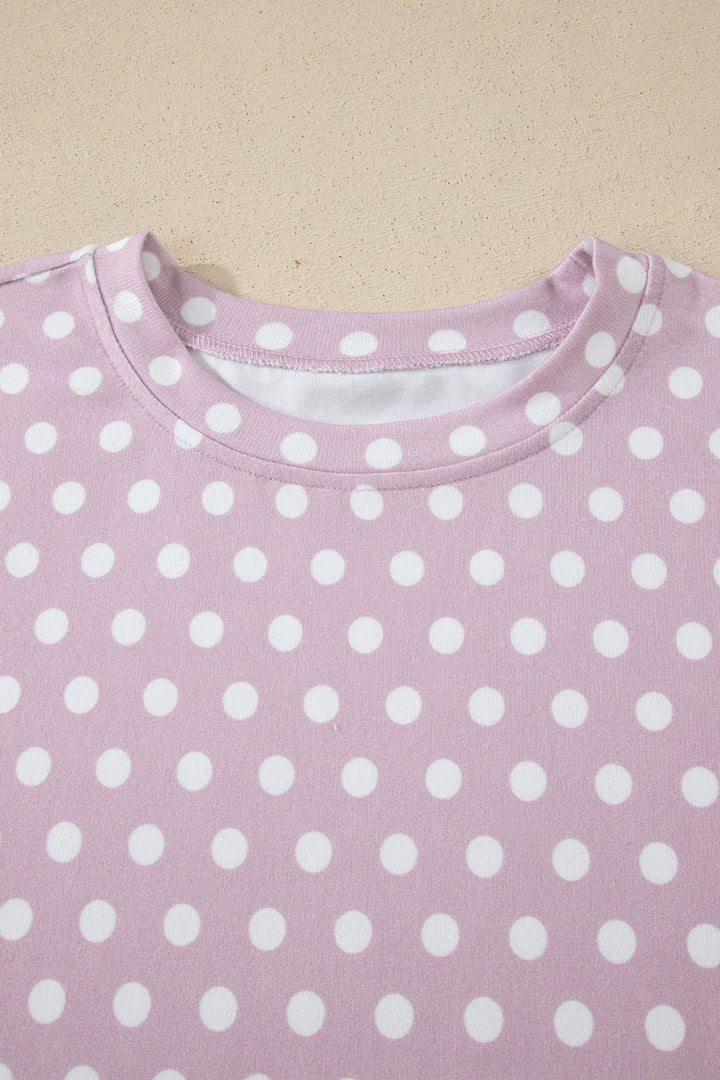Purple Polka Dot Print Short Set