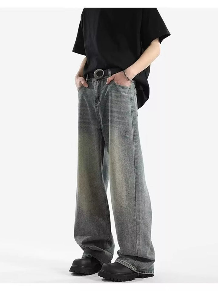 Men's Full Size Vintage Wash Wide Leg Jeans Plus Size